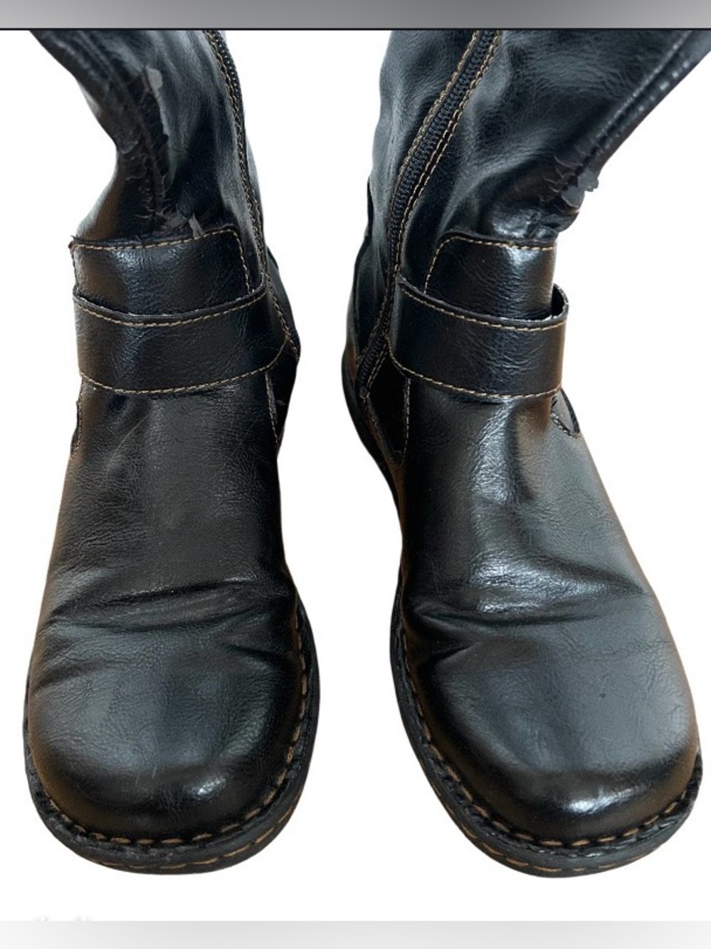 BORN tall riding boots with buckle comfy flat sole women 6.5 - Picture 3 of 10